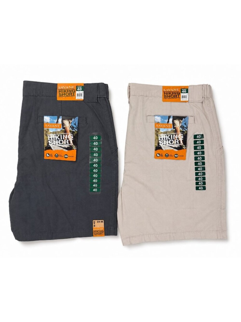 Savane Men’s Hiking Shorts Size 40 NWT 2-Pair Bundle Gray Khaki